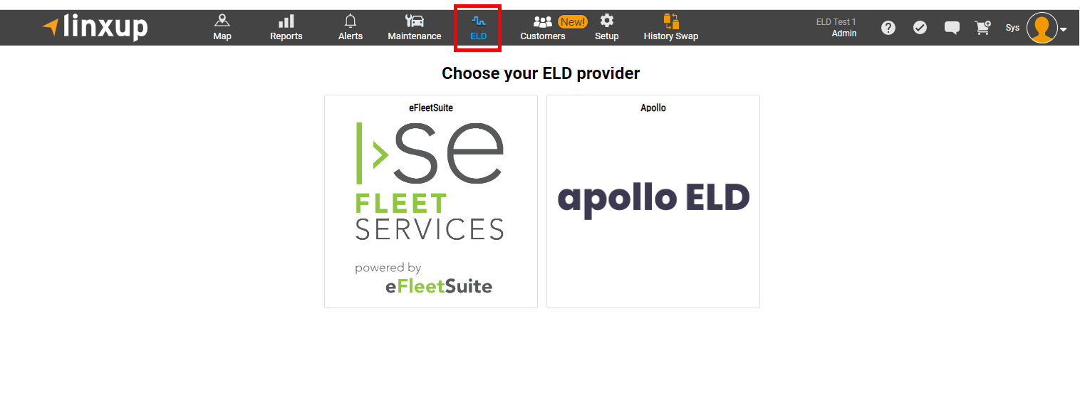 ELD + GPS login page