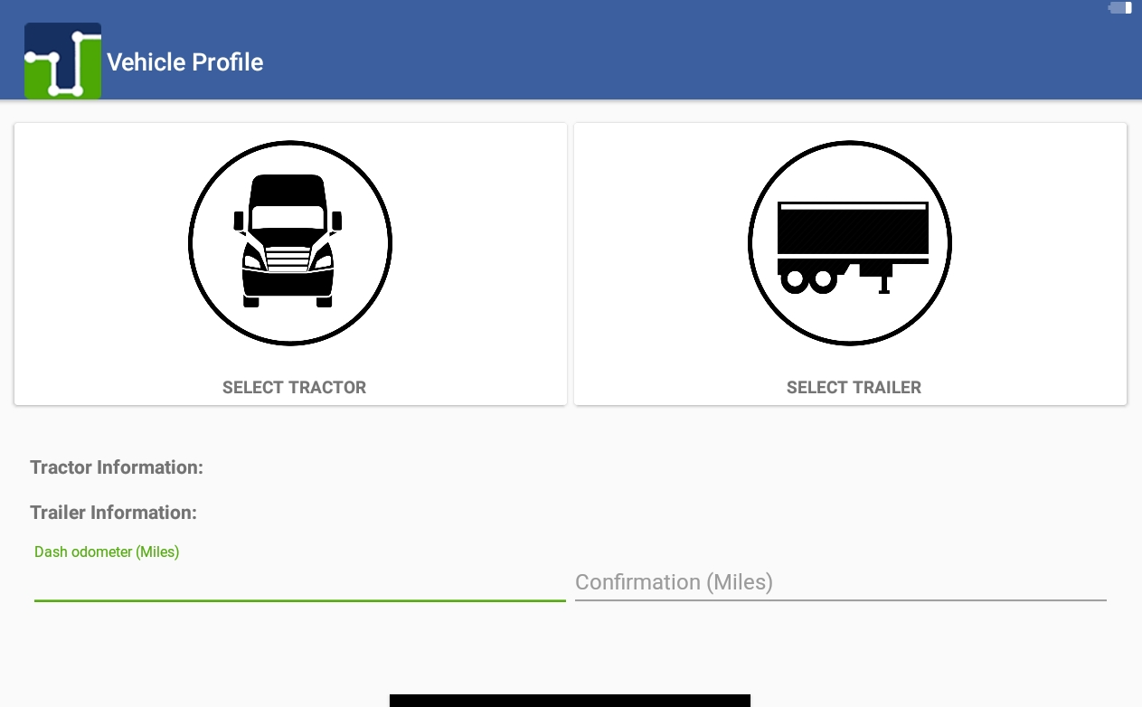 select or create a vehicle profile